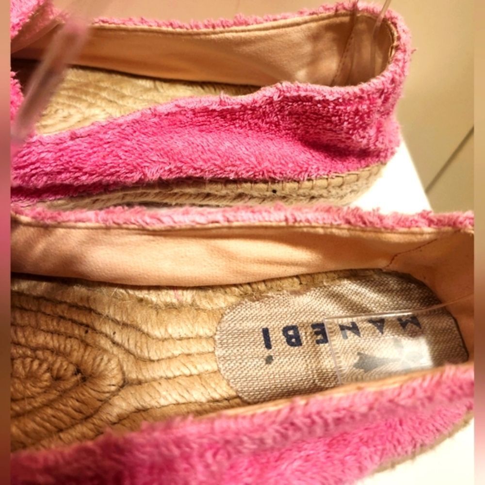 Manebí "Sydney" For Anthropologie Pink Terry Cloth Espadrilles Sz.9/40 Ret.$125 - Picture 4 of 13